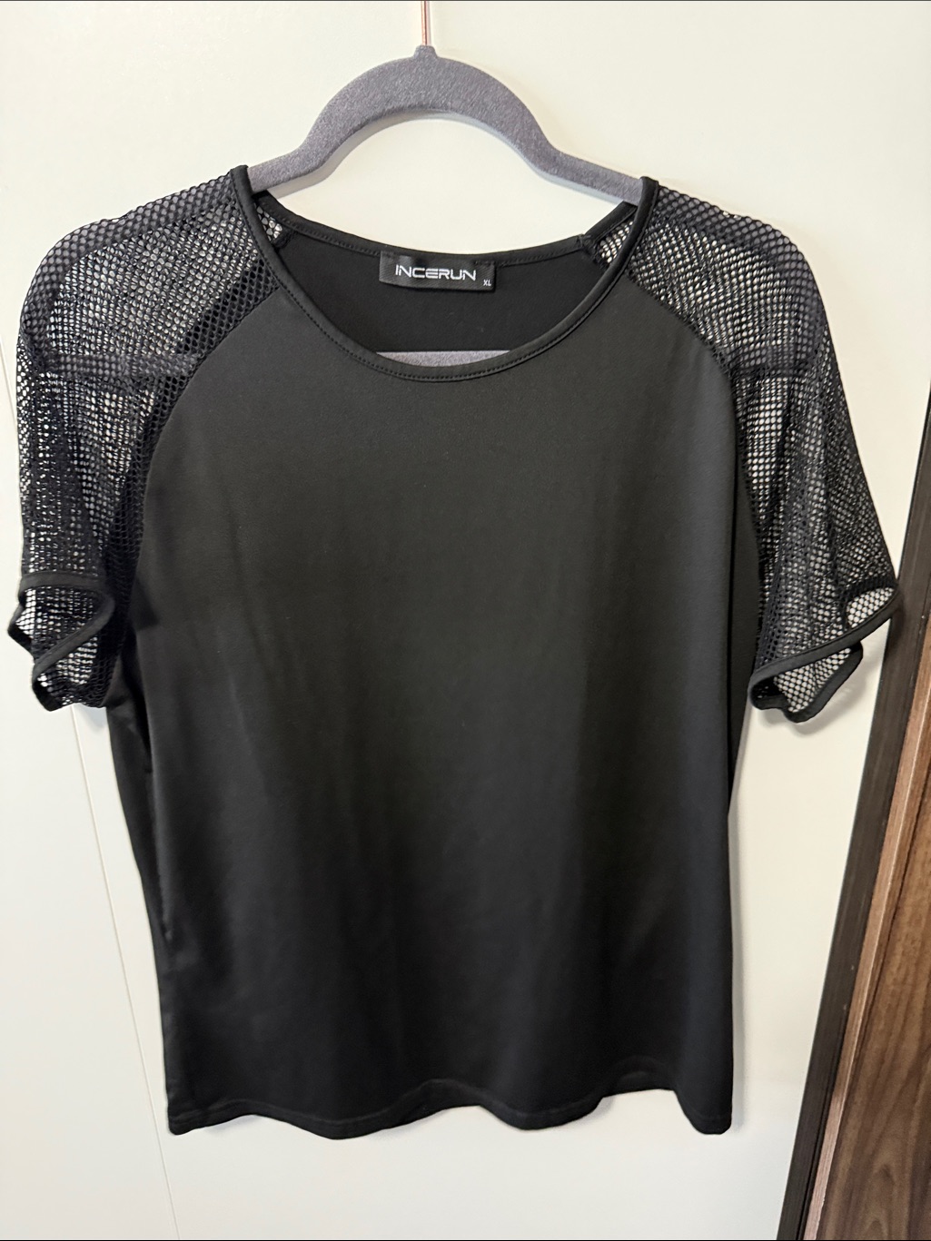 Men's Black Mesh Sleeve Top